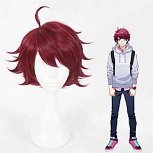 Cosplay Costume Wig Cosplay Wig Sakuya Sakuma Curly Cosplay Halloween With Bangs Wig Short Burgundy Synthetic Hair 12 inch Women's Anime Cosplay Cool Burgundy Lightinthebox