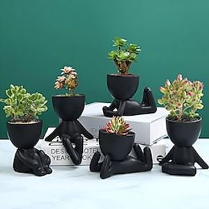 Home Ceramics Small Figures Ornament, Succulent Flower Pot, Creative Desktop Vase, Art Crafts Ornaments Gift Lightinthebox