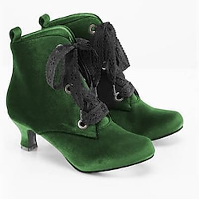 Women's Boots Plus Size Heel Boots Outdoor Daily Booties Ankle Boots Kitten Heel Round Toe Elegant Vacation Vintage Suede Lace-up Black Red Brown Lightinthebox