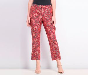 Womens Cropped Jacquard Skinny Pants  Real Red