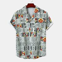 Men's Shirt Graphic Turndown Casual Daily Short Sleeve Tops Tropical Rainbow miniinthebox - thumbnail