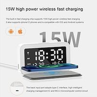 Multifunction 6 In 1 15W Multi-Function USB-C Alarm Clock With Wireless Charger Thermometer LED Night Light Bedroom Desk Lamp For IOS Android miniinthebox - thumbnail