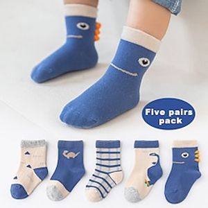 Baby Unisex 5 Pairs Socks Pink Blue Brown Animal Floral Spring Fall Cute Home 1-5 Years Lightinthebox