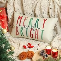 Christmas Lumbar Pillow Xmas Decorative Toss Pillows Cover 1PC Soft Cushion Case Pillowcase for Bedroom Livingroom Sofa Couch Chair miniinthebox - thumbnail