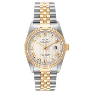 Datejust Steel Yellow Gold Pyramid Roman Dial Mens Watch 16233