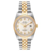 Datejust Steel Yellow Gold Pyramid Roman Dial Mens Watch 16233 - thumbnail