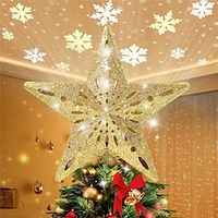 Christmas Star Tree Topper with Built-in Led Snowflake Projector Lights 10 Inch Hollowed Pentagram Tree TopperPlug in Christmas Tree Ornament for Indoor Office Xmas New Year Holiday Tree Decoration miniinthebox - thumbnail