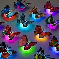 24pcs, 3D LED Butterfly Decoration Night Light Sticker Single And Double Wall Light For Garden Backyard Lawn Party Festive Party Nursery Bedroom Living Room miniinthebox - thumbnail