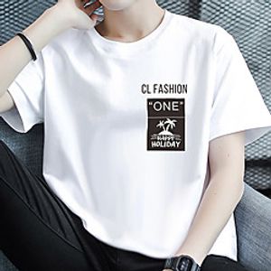 Men's Unisex Tee T shirt Hot Stamping Graphic Prints Coconut Tree Letter Plus Size Print Short Sleeve Casual Tops Cotton Basic Fashion Designer Big and Tall White Black Light gray Lightinthebox