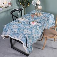 Rectangle Tablecloth with Tassels Farmhouse Blue Table Cloth Table Cover for Party, Family Dining, Restrant Lightinthebox - thumbnail