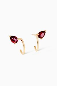 Mini Lara Garnet Hoop Earrings in 9kt Yellow Gold