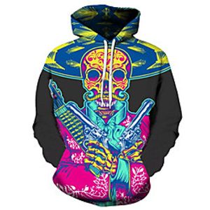 Men's Plus Size Hoodie Cartoon 3D Print Hooded Daily Going out Active Exaggerated Hoodies Sweatshirts  Long Sleeve Loose Gray Rainbow Black / Fall / Winter miniinthebox