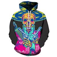 Men's Plus Size Hoodie Cartoon 3D Print Hooded Daily Going out Active Exaggerated Hoodies Sweatshirts  Long Sleeve Loose Gray Rainbow Black / Fall / Winter miniinthebox - thumbnail