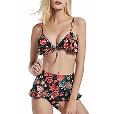 angelay.c flounce high waisted bikini swimsuit floral girl bathing suits two piece ss06hei-l Lightinthebox