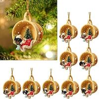 9pcs Christmas Tree Ornaments Dog Xmas 2D Acrylic Hanging Decorations Cute Dog Christmas Ornament 2023 New Dog Crafts Hanging Ornament New Year Festive Party Supplies Room Hanging Decor miniinthebox - thumbnail