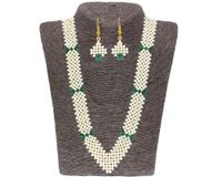 Green Jaali Necklace By Sri Jagdamba Pearls - JPJUN-18-100 Green Jaali Necklace By Sri Jagdamba Pearls - JPJUN-18-100