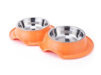 Pets Club Plastic Double Bowl Anti-ant With Bowl Orange 325ML - 38X21X5.5Cm