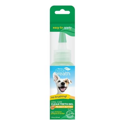 Tropiclean Fresh Breath No Brushing Peanut Butter Flavor Clean Teeth Dental & Oral Care Gel For Dogs, 2oz