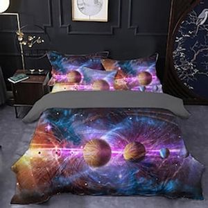 Galaxy Duvet Cover Set Quilt Bedding Sets Comforter Cover,Queen/King Size/Twin/Single/(Include 1 Duvet Cover, 1 Or 2 Pillowcases Shams),3D Prnted miniinthebox