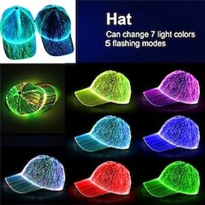 Fiber Optic Cap LED Hat with 7 Colors Luminous Glowing EDC Baseball Hats USB Charging Light up caps Event Party LED Christmas Cap for Event Holiday miniinthebox