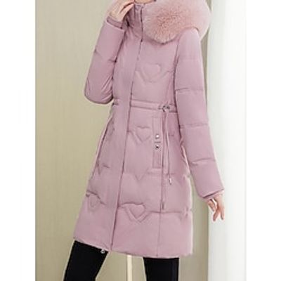 Women's Long Puffer Thicken Winter Coat Thermal Warm Parka with Fur Collar Drawstring Zipper Outerwear with Pocket Hoodie Outerwear Long Sleeve Fall Black Yellow Pink L XL Lightinthebox Women's Long Puffer Thicken Winter Coat Thermal Warm Parka with Fur Collar Drawstring Zipper Outerwear with Pocket Hoodie Outerwear Long Sleeve Fall Black Yellow Pink L XL Lightinthebox