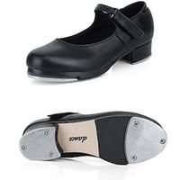 Women's Tap Shoes Performance Training Party Evening Party / Evening Stylish Thick Heel Round Toe Ankle Strap Black miniinthebox - thumbnail