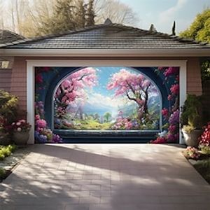 Cherry Blossom Arch Outdoor Garage Door Cover Banner Beautiful Large Backdrop Decoration for Outdoor Garage Door Home Wall Decorations Event Party Parade Lightinthebox