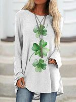 Women's Saint Patrick's Day Sequined Lucky Casual Crew Neck T-Shirt