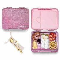 Eazy Kids 6 & 4 Convertible Bento Lunch Box - Glitter Pink