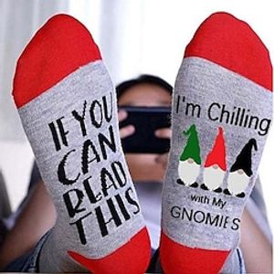 Women's Christmas Lingeries Gift 1 Pair Sport Socks / Athletic Socks Casual Socks Cute Sport Comfort Cotton Letter Medium Gray miniinthebox