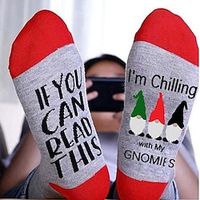 Women's Christmas Lingeries Gift 1 Pair Sport Socks / Athletic Socks Casual Socks Cute Sport Comfort Cotton Letter Medium Gray miniinthebox - thumbnail