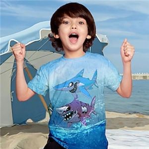 Boys T shirt Short Sleeve T shirt Tee Graphic Animal Shark 3D Print Active Sports Fashion Polyester Outdoor Casual Daily Kids Crewneck 3-12 Years 3D Printed Graphic Regular Fit Shirt miniinthebox