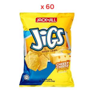 Jack N Jill Jigs Potato Crisps 65Gm Cheesy Cheese Pack Of 60 (UAE Delivery Only)