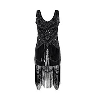 Diva Disco 1980s Fringed Dress Vacation Dress Dress Prom Dress Women's Sequins Costume Black Vintage Cosplay Prom Sleeveless Knee Length Sheath / Column miniinthebox