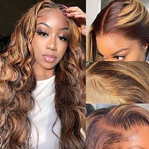 Highlights Wig Loose Deep Wave Wig 4x4 Lace Front Wig HD Transparent Lace Wigs 150% Density  For Black Women Long Human Hair Lace Wig Lightinthebox