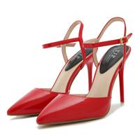 Sexy Stiletto Heel Pointed Toe Solid Buckle Strap Pumps - thumbnail