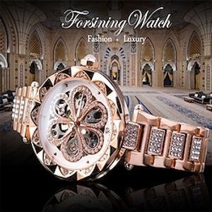 FORSINING Women Watch Skeleton Automatic Ladies Elegant Dress Watches Relogio Feminino Full Steel Mechanical Lady Wristwatches Lightinthebox