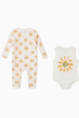 Happy Sun Body and Jumpsuit Set in Organic Cotton Happy Sun Body and Jumpsuit Set in Organic Cotton