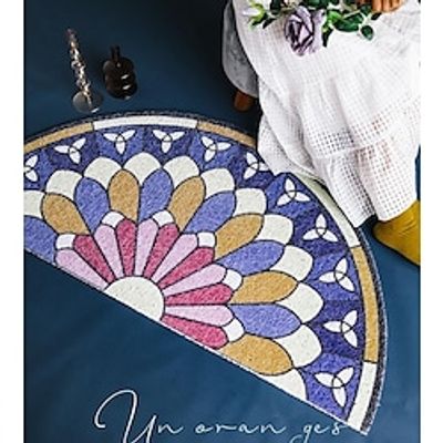 Boho Mandala Half Round Doormat, Non Slip Durable Welcome Door Mats, Boots Scraper Mats Indoor Outdoor Rug, Semicircle Door Mats for Entry,Bathroom Rug miniinthebox
