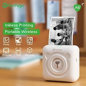 A6 Mini Bluetooth Portable Thermal Printer Pocket Wireless Label Sticker Smartphone Photo Printer Compatible With Bluetooth USB Connection 203 DPI 56x30mm Lightinthebox