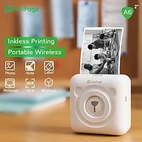 A6 Mini Bluetooth Portable Thermal Printer Pocket Wireless Label Sticker Smartphone Photo Printer Compatible With Bluetooth USB Connection 203 DPI 56x30mm Lightinthebox - thumbnail