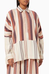 Striped Panelled Short Tunic in Cotton