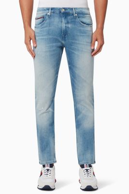 Scanton Slim Distressed Jeans in Denim