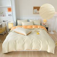 Japanese Cotton Washed Cotton Four Piece Set Waffler Student Dormitory Three Piece Set Solid Color Bed Sheet Quilt Cover Fitted Sheet miniinthebox - thumbnail