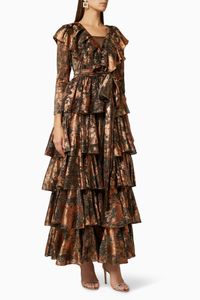Foil Tiered Ruffle Dress