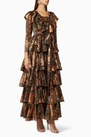 Foil Tiered Ruffle Dress - thumbnail