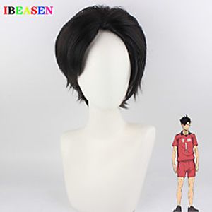 japanese anime volleyball boy black tail iron wig black styling high temperature silk cos wig Lightinthebox