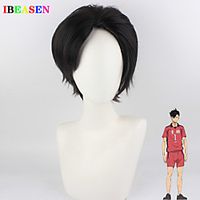 japanese anime volleyball boy black tail iron wig black styling high temperature silk cos wig Lightinthebox - thumbnail