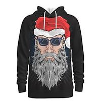 Men's Pullover Hoodie Sweatshirt Print Graphic 3D Front Pocket Hooded Christmas Daily 3D Print 3D Print Christmas Hoodies Sweatshirts  Long Sleeve Black miniinthebox - thumbnail