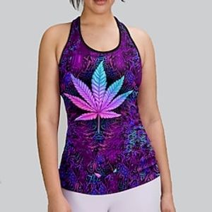 21Grams Women's Yoga Top Floral  Botanical White Purple Yoga Gym Workout Running Tank Top Sleeveless Sport Activewear Breathable Quick Dry Comfortable Stretchy Lightinthebox